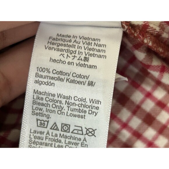 J. Crew Women’s XXL Red Plaid Ruffle Boho Hippie Cottage Square Neck Cropped - Picture 8 of 10